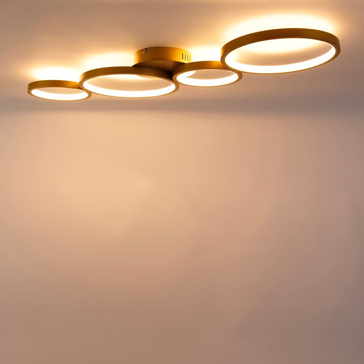 Taklampe gull inkl. LED 3-trinns dimmer 4 lys - Lupolo