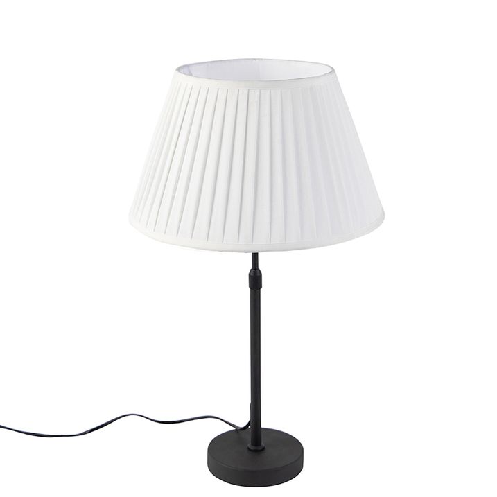 Stolná lampa čierna so skladaným tienidlom krémovým 35 cm nastaviteľná - Parte