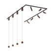 Moderne-skinnesystem-med-6-spots-og-4-pendellamper-Easylift-mørk-bronze-1-faset---Slimline-Uzzy-Tira