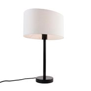 Galda-lampa-melna-ar-ovālu-lina-abažūru-baltā-krāsā-35-cm---Simplo