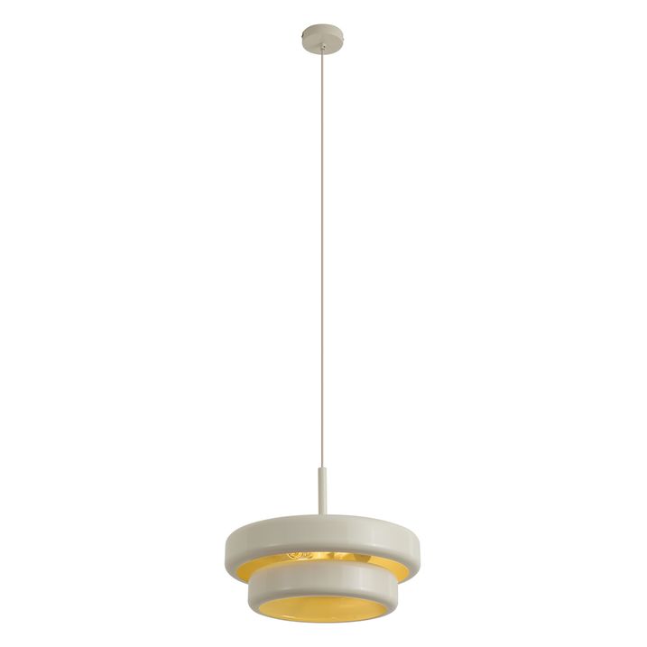 Retro hanglamp beige met metalen kap - Ophelia