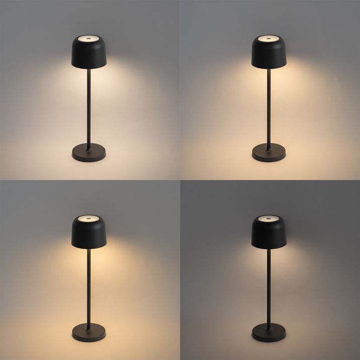 Sada 2 stolních lamp hub černých vč. nabíjecí stanice - Raika