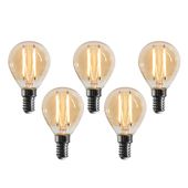 Sett med 5 E14 dimbare LED-pærer G45 gull 4W 330 lm 2100K