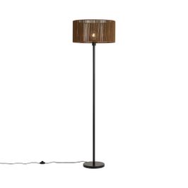 Lámpara de pie negra con pantalla de cuerda de papel marrón 50/50/25 - Simplo