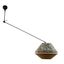 Hanglamp-zwart-met-dubbele-velours-lampenkap-blad-dessin-en-beige---Blitz