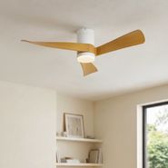 Stropný-ventilátor-biely-s-potlačou-dubového-dreva-132-cm-vrátane-LED-stmievateľného-s-diaľkovým-ovládaním---Twist