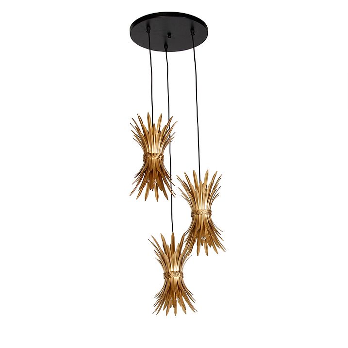 Art Deco piekaramā lampa zelta 3 gaismām - Wesley