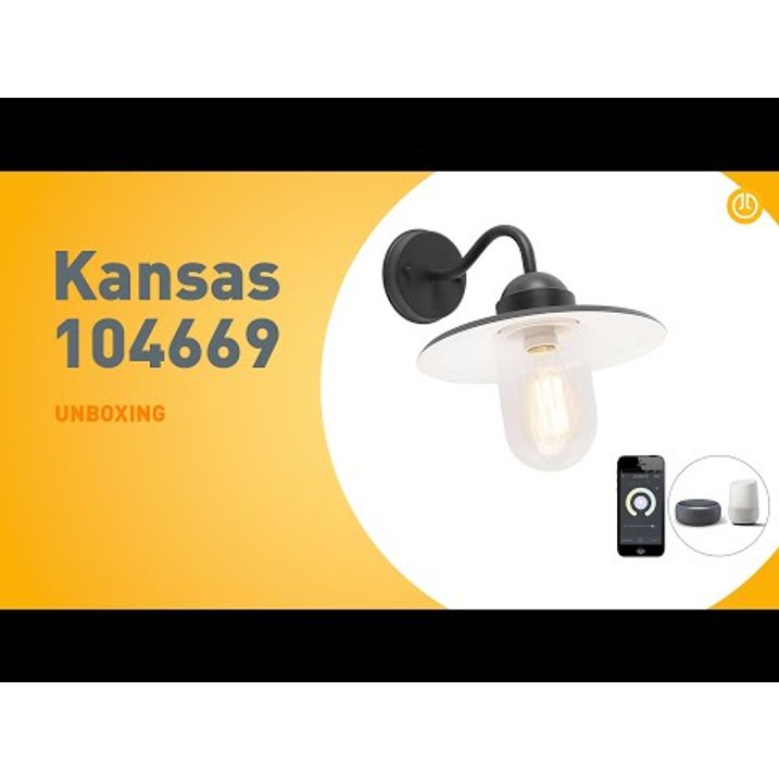 Inteligentná rustikálna nástenná lampa antracit IP44 vrátane wifi E27 - Kansas
