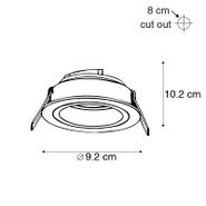 Set-of-6-Modern-Recessed-Spotlights-Black-9.2-cm-Rotatable-and-Tiltable---Chuck