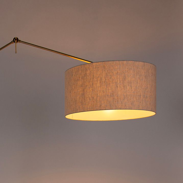 Stojaca lampa zlatá so svetlosivým tienidlom 50 cm nastaviteľná - Editor