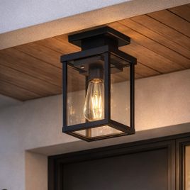 Moderne buiten plafondlamp zwart met bewegings- en schemersensor IP44 - Rotterdam