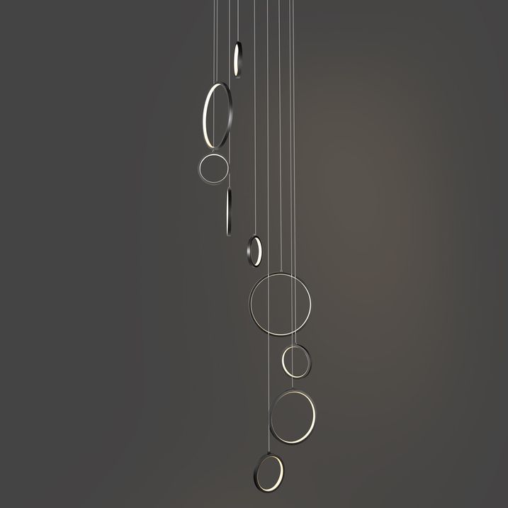Design hanglamp zwart 9-lichts incl. LED 3-staps dimbaar - Vide Anella