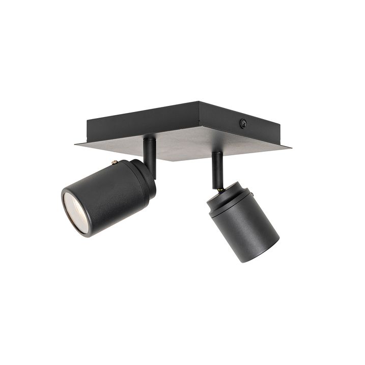 Smart badeværelsesspotlight sort firkantet IP44 inkl. 2 Wifi GU10 - Ducha