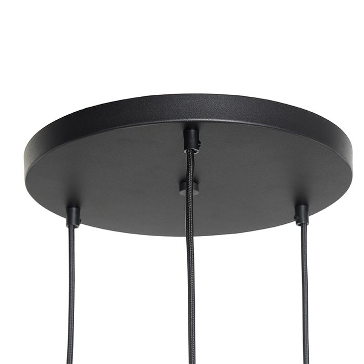 Art Deco Pendelleuchte schwarz mit goldfarbenem Glas rund 3-flammig - Pallon