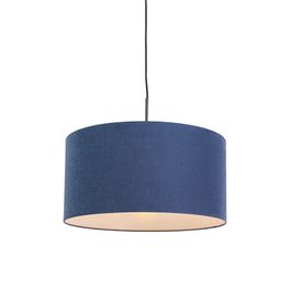Moderní závěsné svítidlo černé s antikorozním modrým stínítkem 50 cm - Combi 1