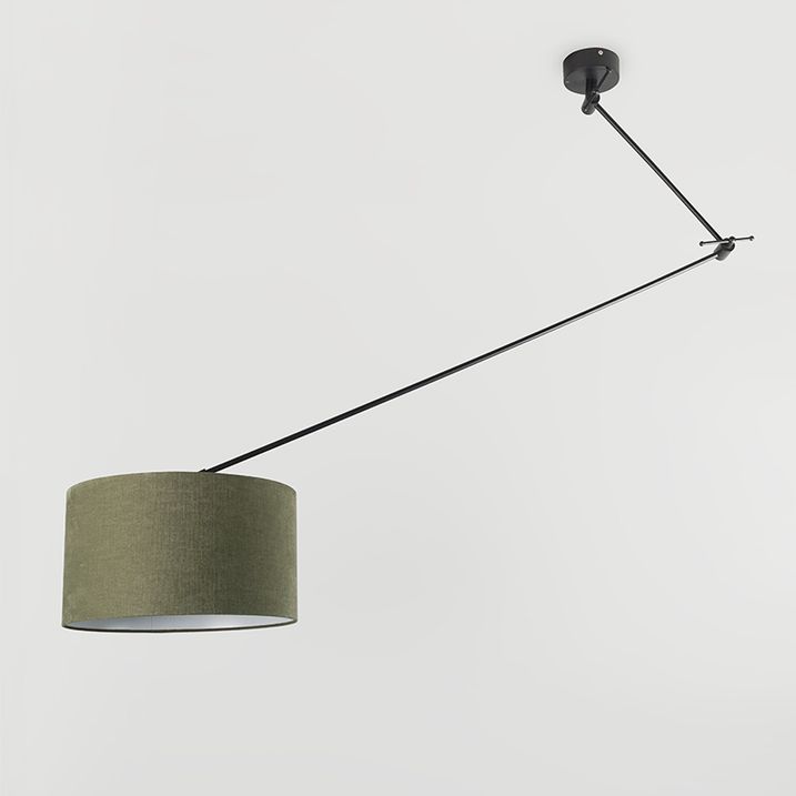 Pendant Light Black with 35 cm Green Adjustable Shade - Blitz
