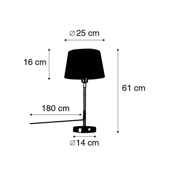 Lampe de table or/laiton avec abat-jour blanc 25 cm réglable - Parte