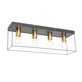 Plafonnier minimaliste noir avec accents dorés 4 lumières - Kodi