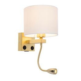 Goldene Wandleuchte USB mit weissem Schirm - Brescia Combi