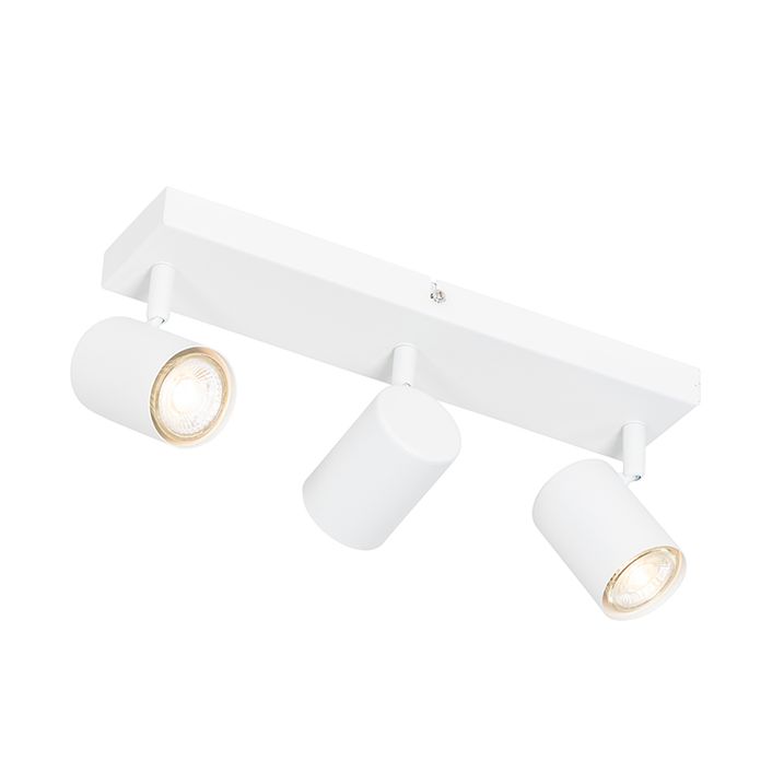 Plafonnier moderne blanc 3 lumières réglable rectangulaire - Jeana