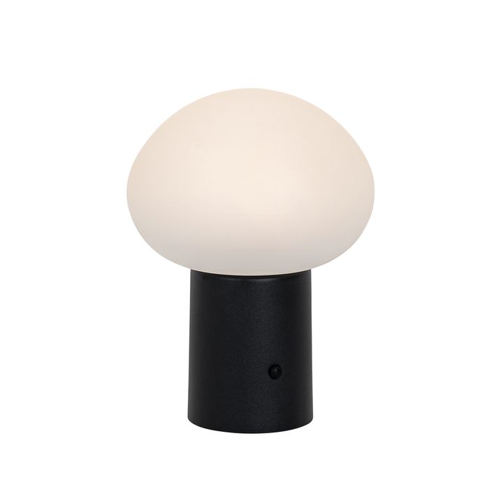 Set van 2 tafellampen mushroom zwart incl. LED oplaadbaar - Louise
