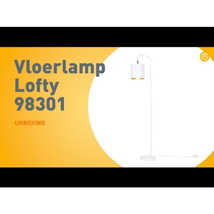 Moderne vloerlamp wit met goud - Lofty