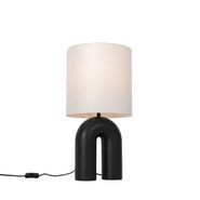 Lampe-de-table-design-noire-avec-abat-jour-en-lin-blanc---Lotti