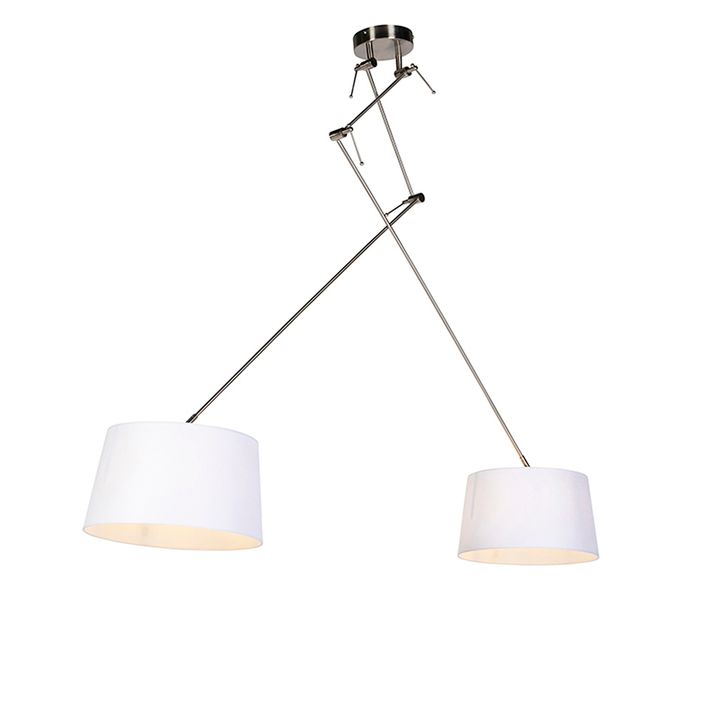 Viseća lampa sa platnenim sjenilima bijela 35 cm - Blitz II čelik