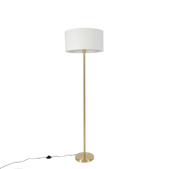Gulvlampe messing med hvid skærm 50 cm - Simplo