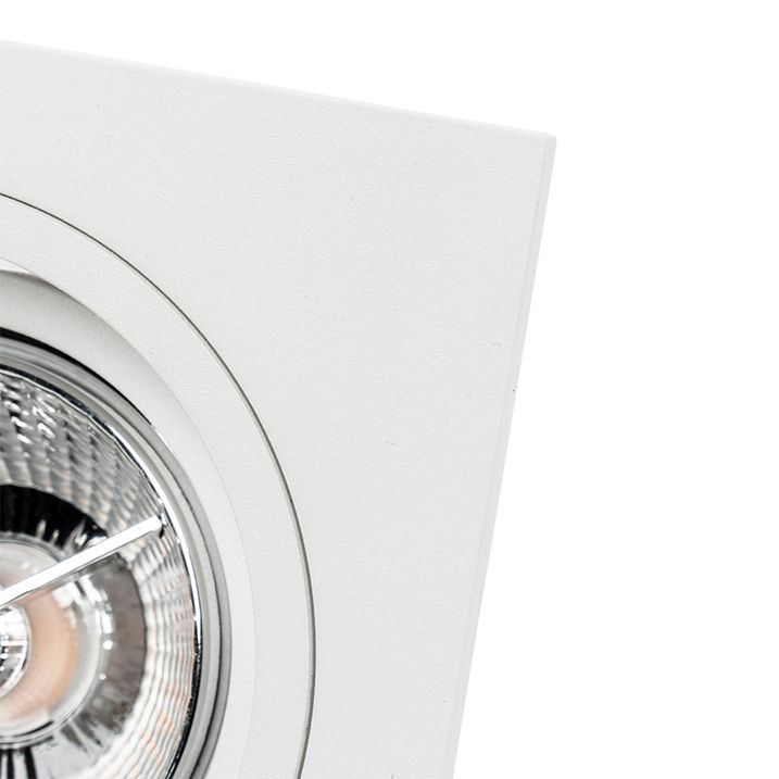 Foco embutido quadrado branco ajustável - Chuck 70