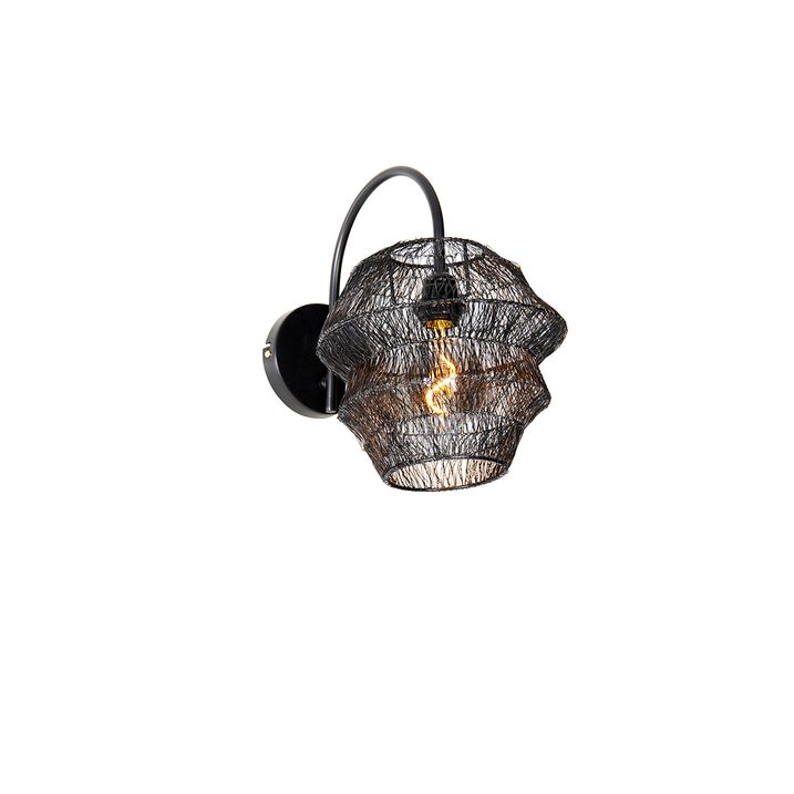 Orientálna nástenná lampa čierna - Vadi