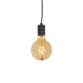 Świąteczna lampa wisząca czarna z wtyczką, w zestawie LED bursztynowe szkło gwiazda - Cavalux