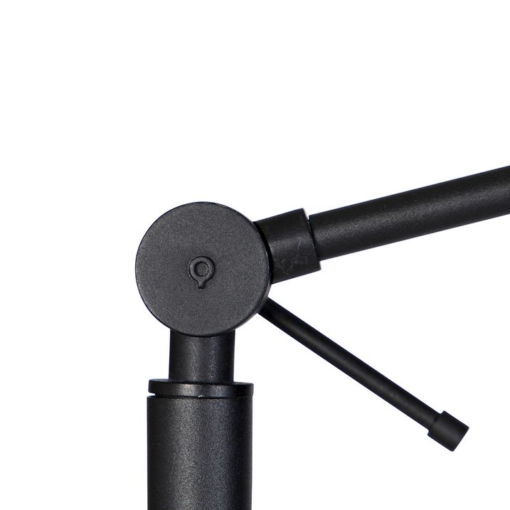Candeeiro de pé preto com cúpula cinzento claro 50 cm ajustável - Editor