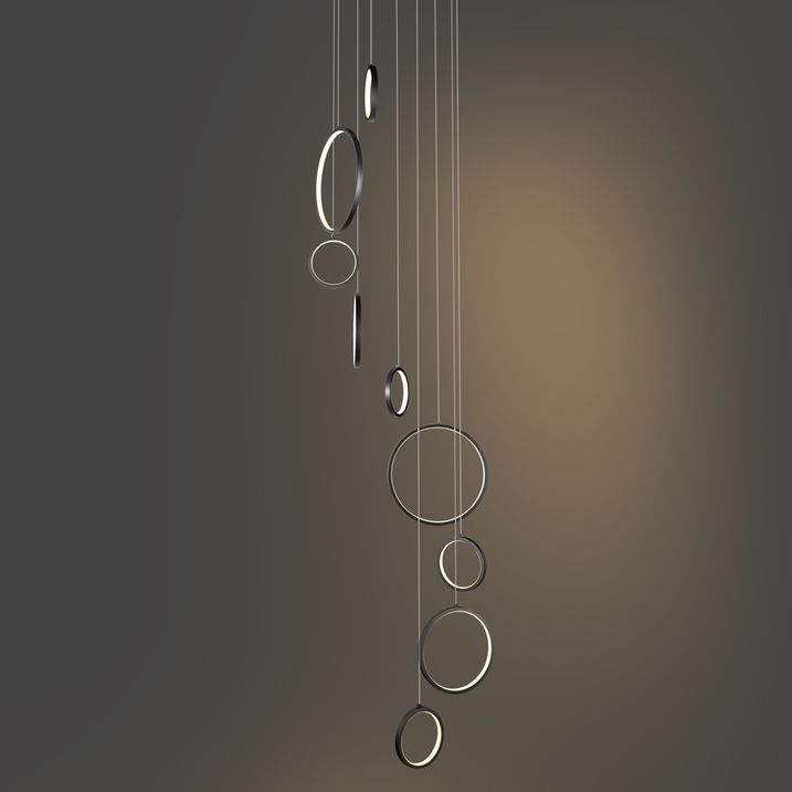 Design hanglamp zwart 9-lichts incl. LED 3-staps dimbaar - Vide Anella