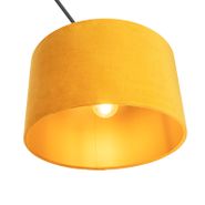 Suspension-noire-avec-abat-jour-en-velours-ocre-et-or-35-cm---Blitz