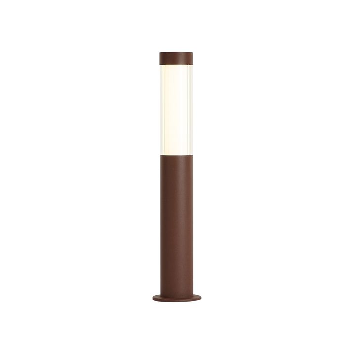 Moderne Aussen-Pollerleuchte rostbraun mit geriffeltem Glas 60cm inkl. LED IP54 - Ribba