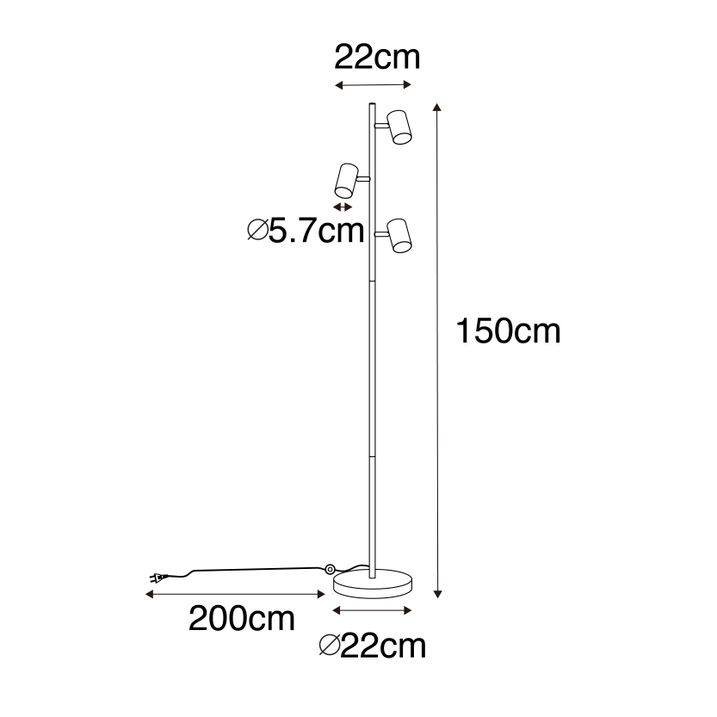 Moderne gulvlampe messing 3-lys - Jeana