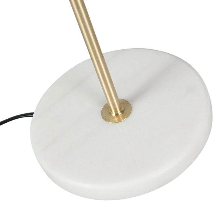 Candeeiro de Mesa em Latão com Abajur de Veludo, Design Folha e Interior Dourado - Kaso