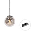 Lampa-wisząca-Art-Deco-czarna-z-przydymionym-szkłem-z-adapterem-do-szyny-1-fazowej---Iconic-Flore