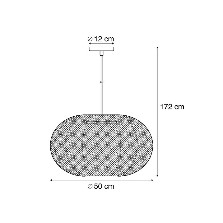 Japandi závesná lampa bambusová 50cm IP44 - Moana