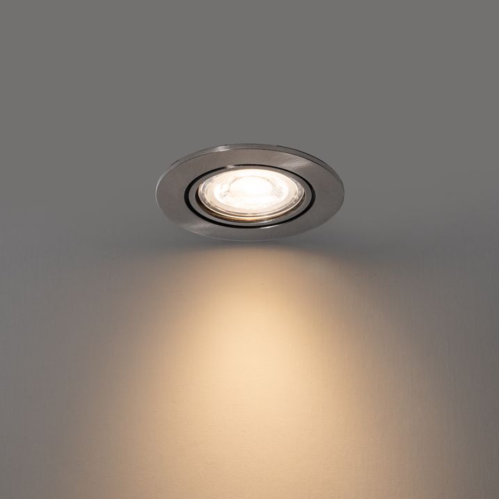 Set of 6 Modern Recessed Spotlights Gunmetal GU10 50mm Round Tiltable - Cisco