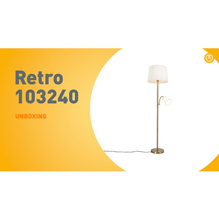 Klasická stojaca lampa bronzová látkové tienidlo biele s lampou na čítanie - Retro