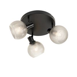 Design-Strahler schwarz mit Rauchglas 3-Licht rund - Chico