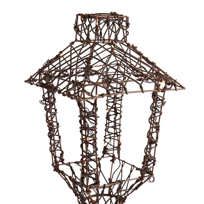 Kerst buiten lantaarn bruin rotan 150cm incl. LED IP44 - Faro