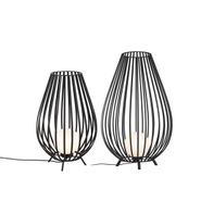 Set-van-vloerlampen-zwart-met-opaal-110-cm-en-70-cm---Angela