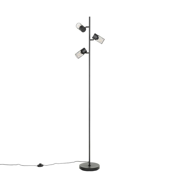 Industrial Floor Lamp Black 3-Light - Jim