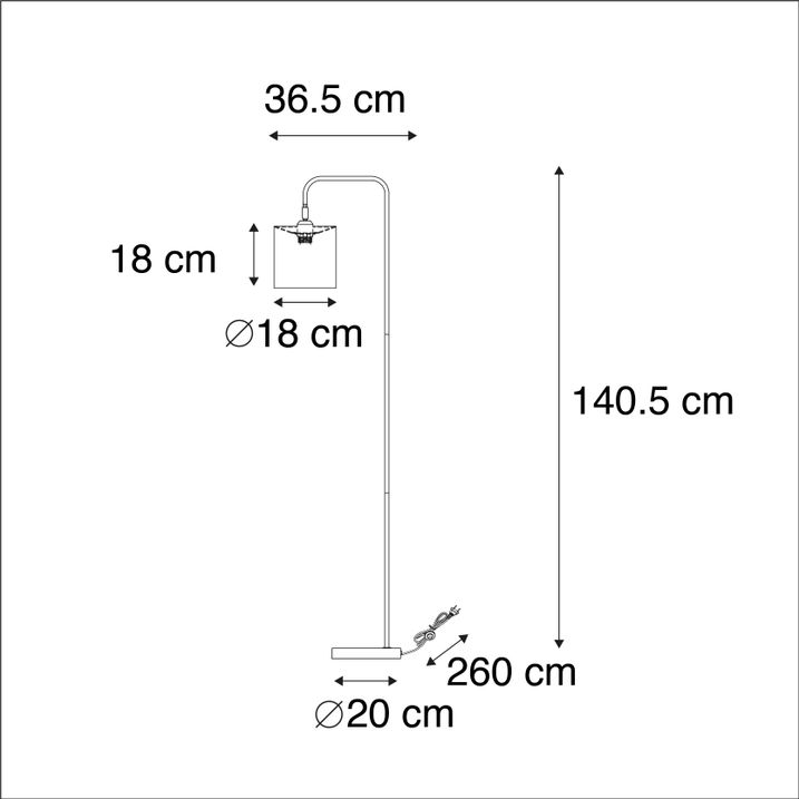 Moderne vloerlamp wit met goud - Lofty