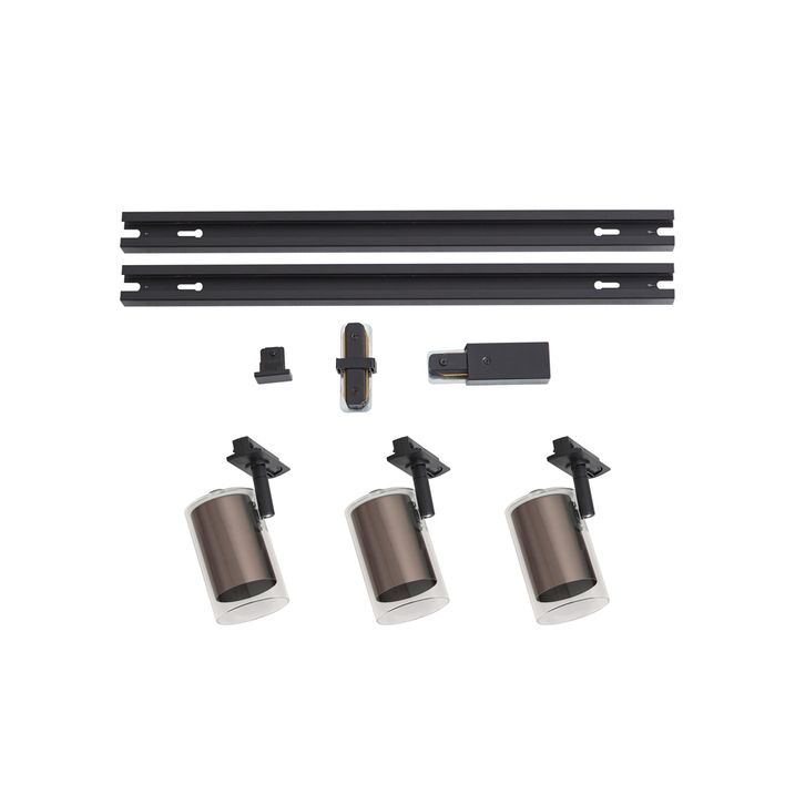 3 Koyu Bronz Spotlu Modern Raylı Aydınlatma Sistemi Siyah 1 Fazlı - Iconic Lloyd