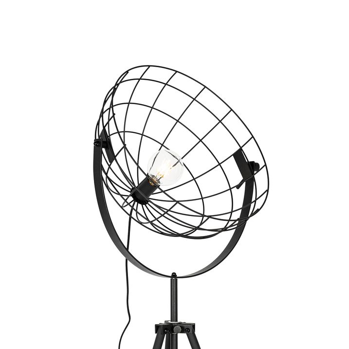 Candeeiro de pé industrial tripé preto 50 cm ajustável - Hanze