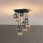 Moderna-griestu-lampa-melna-ar-dzintara-un-dūmu-stiklu-9-gaismām---Atēnas